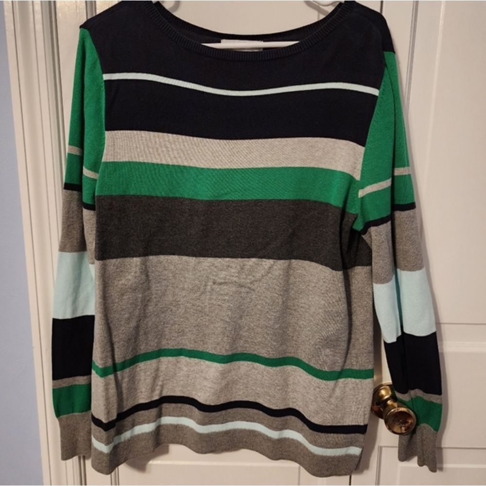 Liz Claiborne Color Block Striped Long‎ Sleeve Light Sweater. Multi Seasons. XL